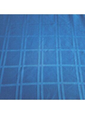 Vintage Blue Damask Plaid Tablecloth 56 x 100 in Rectangle Jacquard Tone On Tone